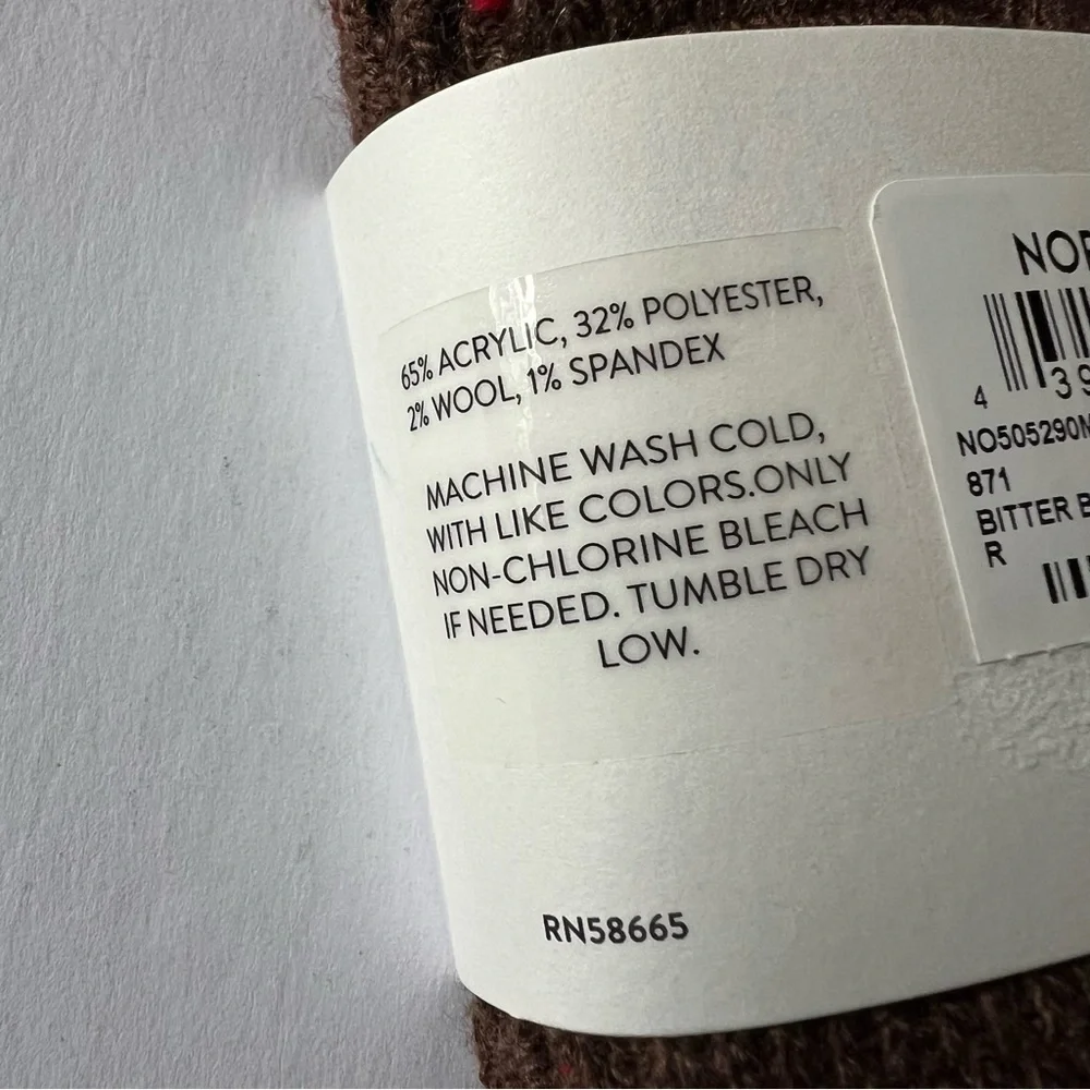 NORDSTROM MENS CREW SOCKS ACRYLIC/WOOL BLEND BITTER BROWN HEATHER OS NWT